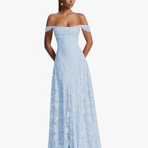 Elegant Off-Shoulder Light Blue Dress